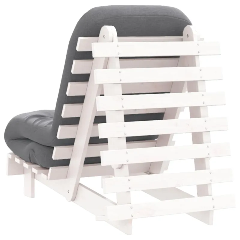 Futono sofa-lova su čiužiniu, balta, 60x206x11cm, pušis