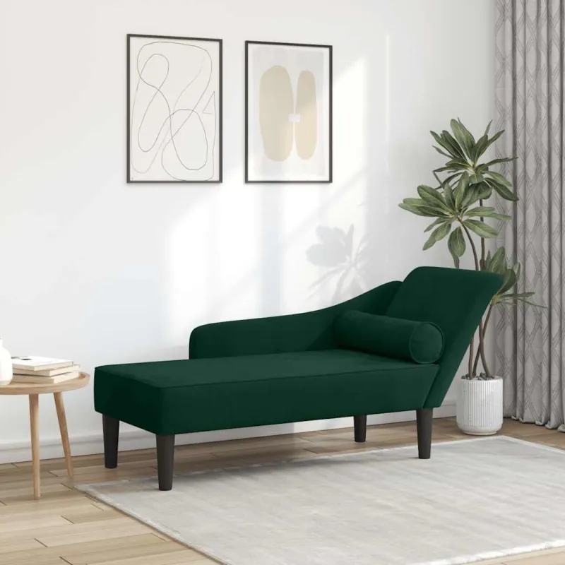 Poilsio sofa su pagalvėlėmis, tamsiai žalios spalvos, aksomas