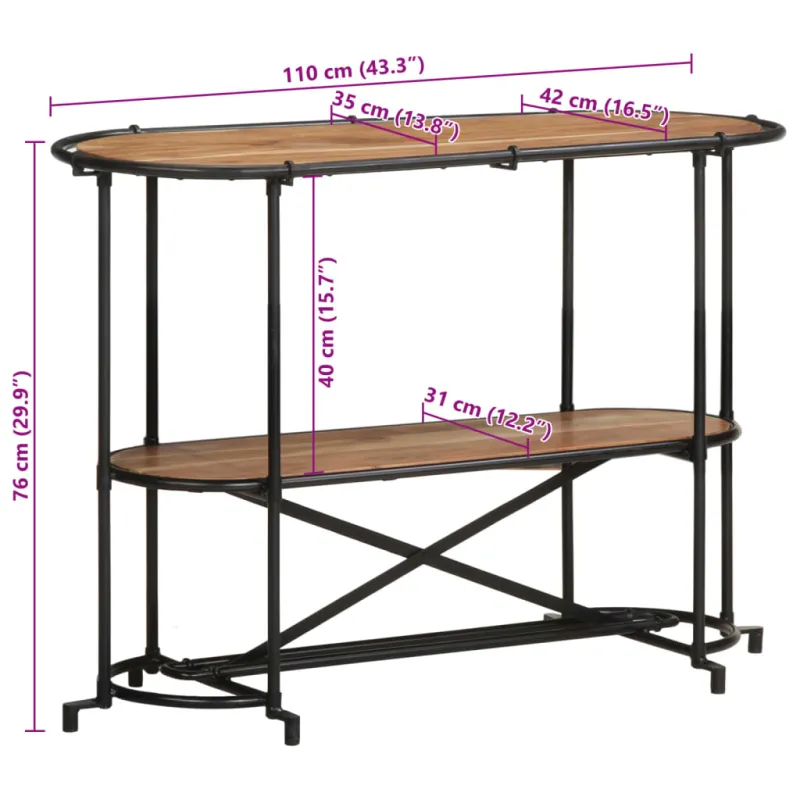 Konsolinis staliukas, 110x42x76cm, akacijos medienos masyvas