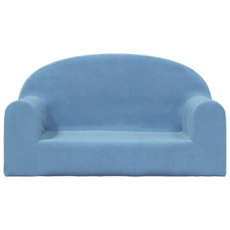 Vaikiška dvivietė sofa, mėlynos spalvos, minkštas pliušas