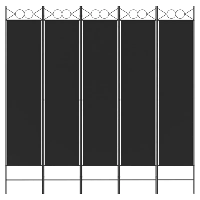 Kambario pertvara, 5 dalių, juodos spalvos, 200x200cm, audinys