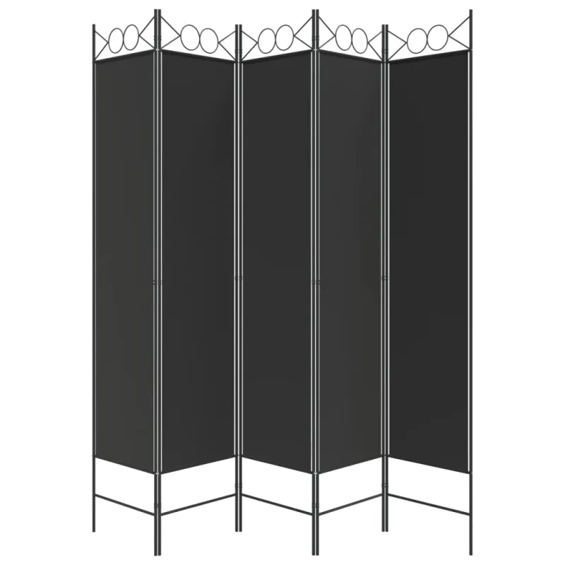 Kambario pertvara, 5 dalių, juodos spalvos, 200x200cm, audinys