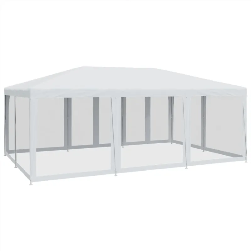 Proginė palapinė su 10 tinklinėmis sienomis, balta, 6x4m, HDPE