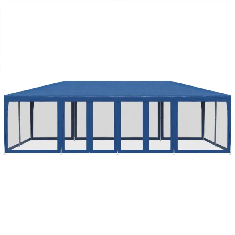 Proginė palapinė su 12 tinklinėmis sienomis, mėlyna, 8x4m, HDPE