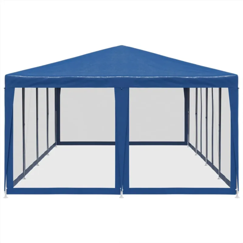 Proginė palapinė su 12 tinklinėmis sienomis, mėlyna, 8x4m, HDPE