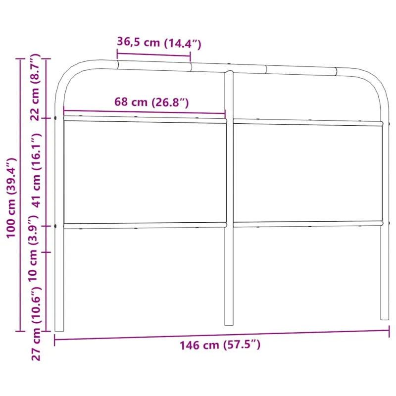 Pakaitinis galvūgalis, dūminio ąžuolo spalvos, 140 cm, plienas ir mediena