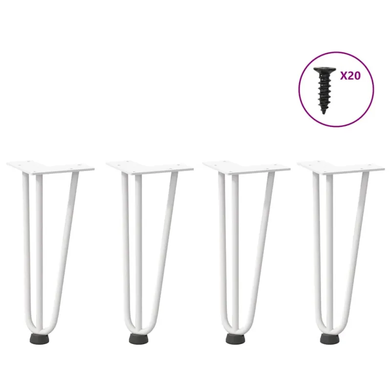 Kavos staliuko kojelės, 4 vnt., baltos, 30 cm, plienas, segtukai