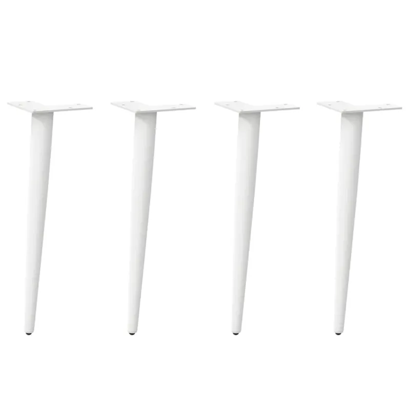 Kavos staliuko kojelės, 4 vnt., baltos, 42-43 cm, plienas, kūginės formos