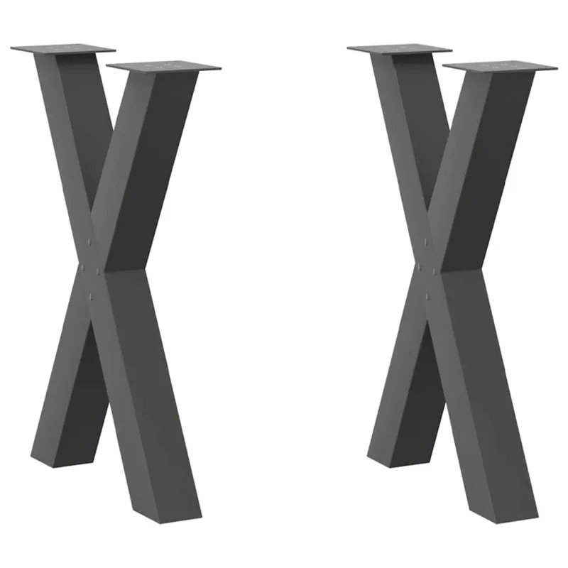 Valgomojo stalo kojos, X formos, 2 vnt., antracito spalvos, 50x(72-73) cm, plienas