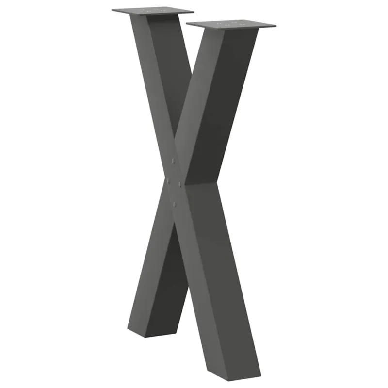 Valgomojo stalo kojos, X formos, 2 vnt., antracito spalvos, 50x(72-73) cm, plienas