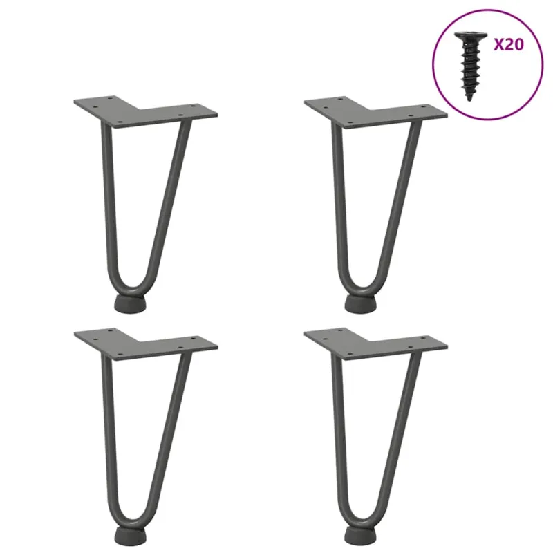 Kavos staliuko kojelės, 4 vnt., antracito spalvos, 20 cm, plienas