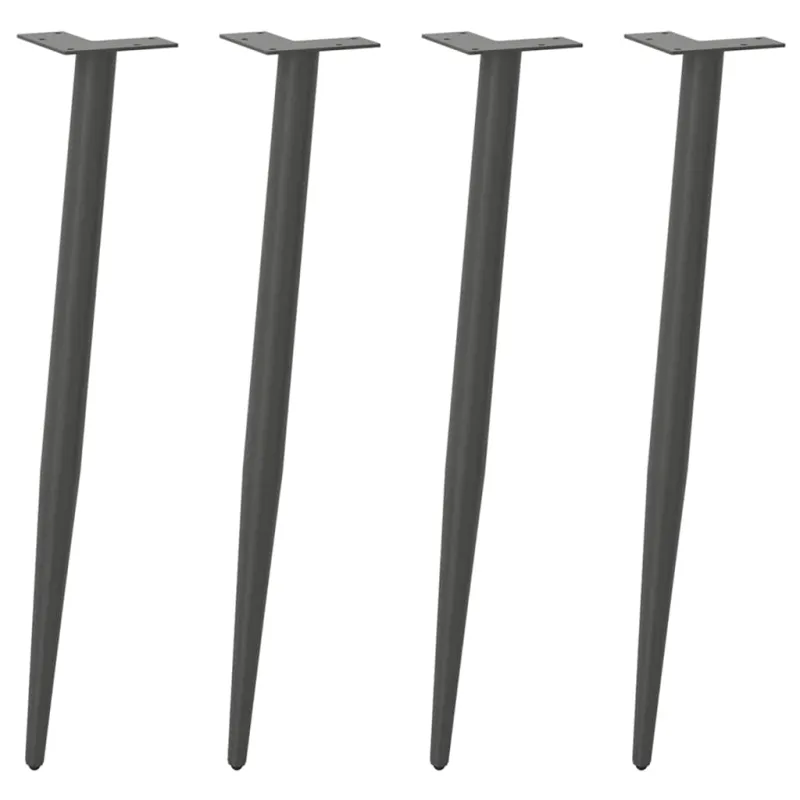 Konsolinio staliuko kojelės, 4 vnt., antracito spalvos, 72-73 cm, plienas, kūginės formos