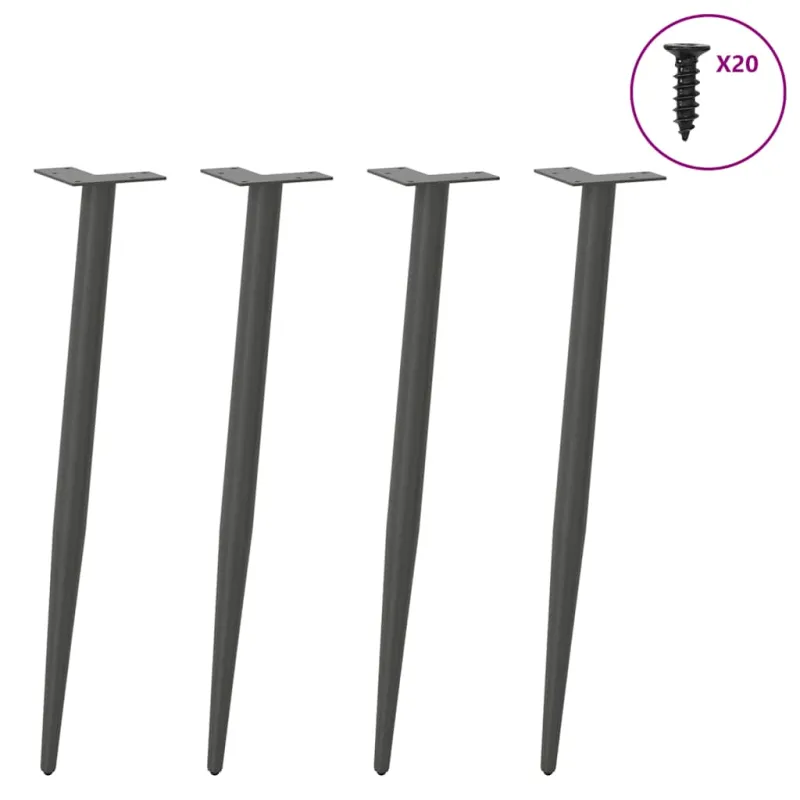Konsolinio staliuko kojelės, 4 vnt., antracito spalvos, 72-73 cm, plienas, kūginės formos