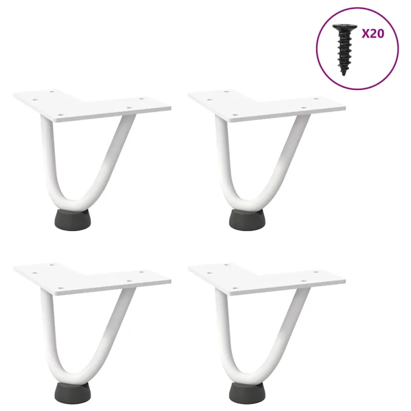 Kavos staliuko kojelės, 4 vnt., baltos, 10 cm, plienas, segtukai