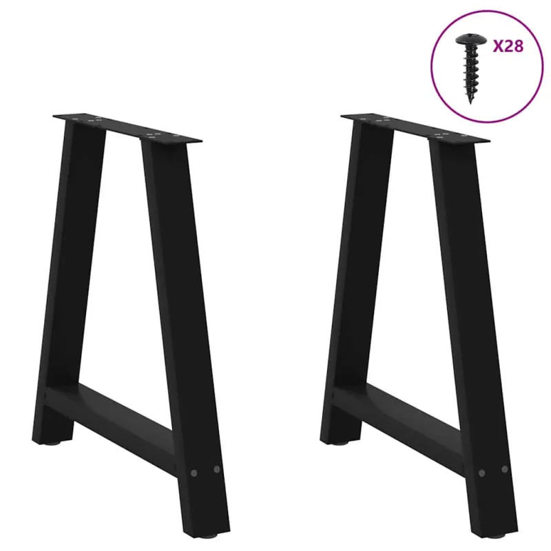 Valgomojo stalo kojelės, A formos, 2 vnt., juodos, 80x(72-73) cm, plienas