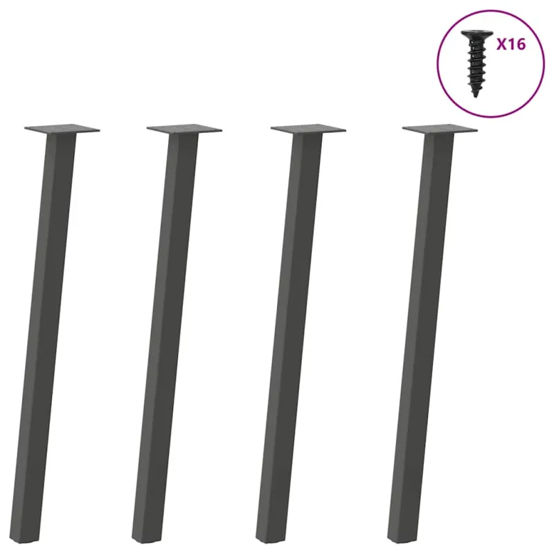 Konsolinio stalo kojos, 4 vnt., antracito spalvos, 72 cm, plienas