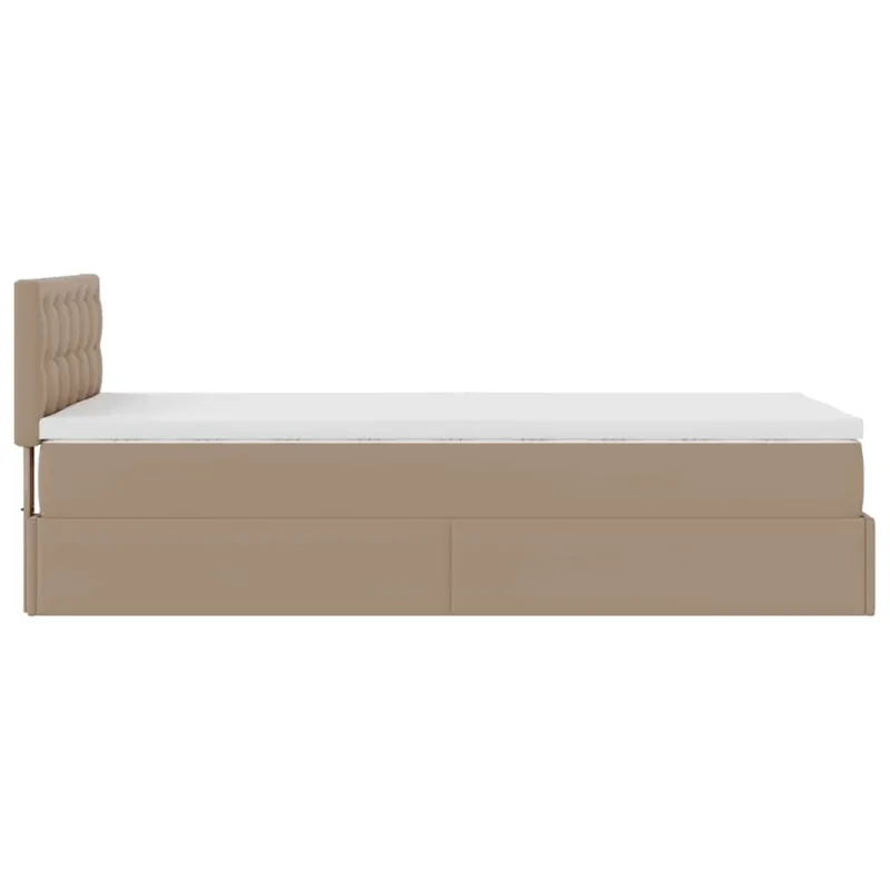 Osmanų lova su čiužiniu, kapučino, 90x190cm, dirbt. oda