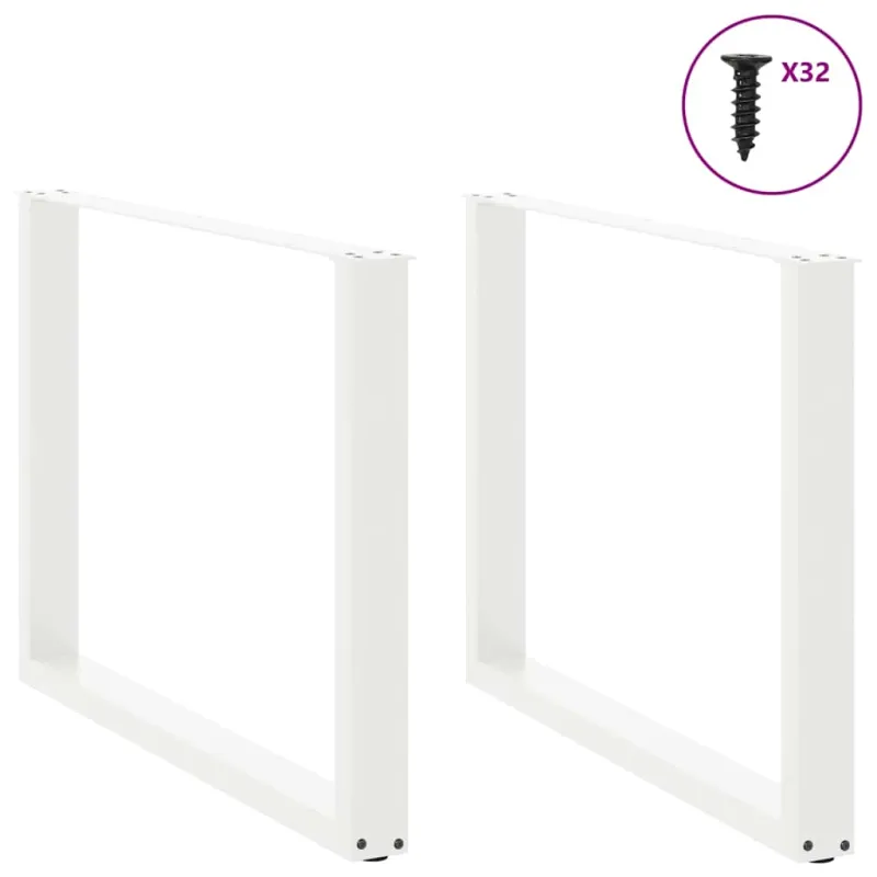 Valgomojo stalo kojelės, 2 vnt., baltos, 100x(72-73) cm, plienas, U formos