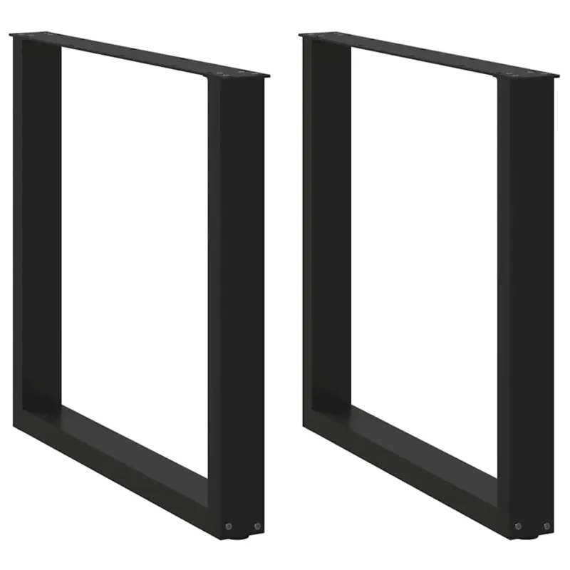 Valgomojo stalo kojelės, 2 vnt., juodos, 80x(72-73) cm, plienas, U formos