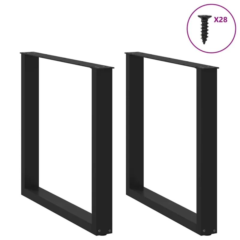 Valgomojo stalo kojelės, 2 vnt., juodos, 80x(72-73) cm, plienas, U formos