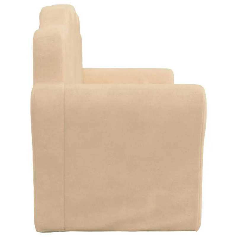 Dvivietė vaikiška sofa, kreminės spalvos, minkštas pliušas