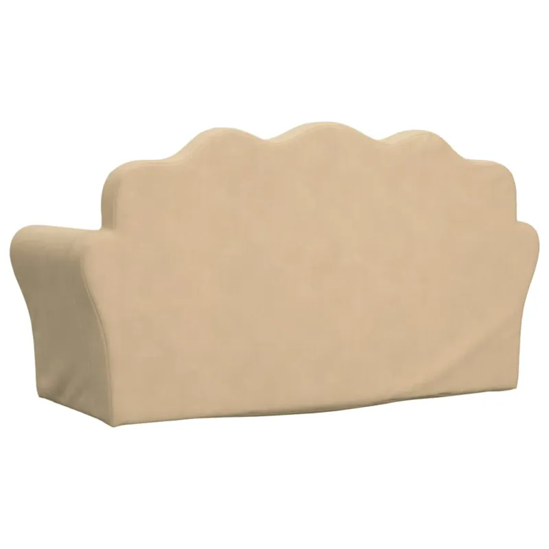 Dvivietė vaikiška sofa, kreminės spalvos, minkštas pliušas