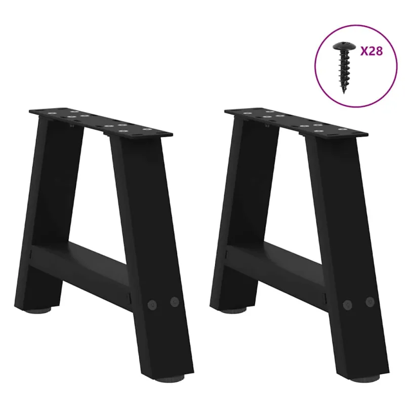 Kavos staliuko kojelės, A formos, 2 vnt., juodos, 50x(30-31) cm, plienas