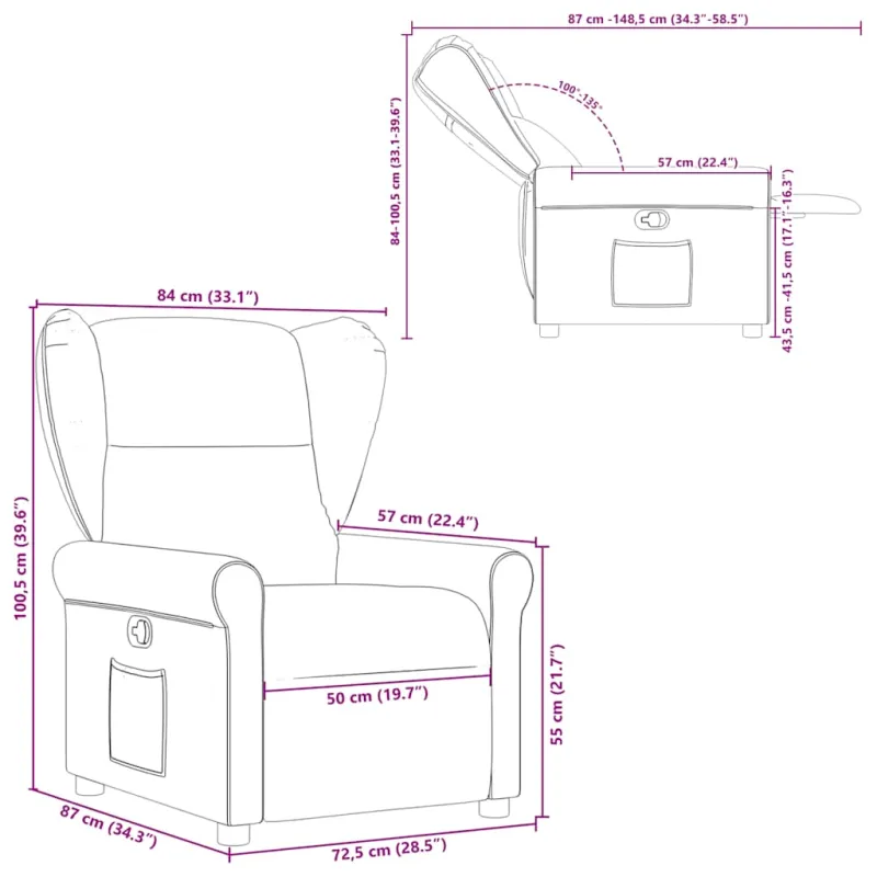 Atlošiamas krėslas, juodos spalvos, audinys