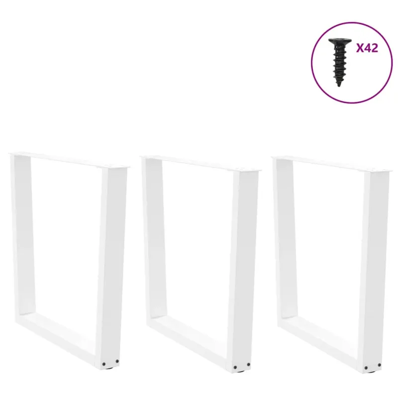 Valgomojo stalo kojelės, 3 vnt., baltos, 90x(72-73,3) cm, plienas, V formos