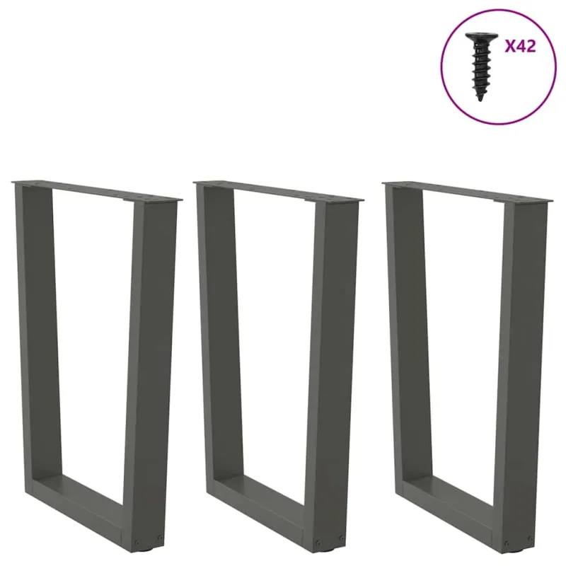 Valgomojo stalo kojos, V formos, 3 vnt., antracito spalvos, 70x(72-73,3) cm, plienas