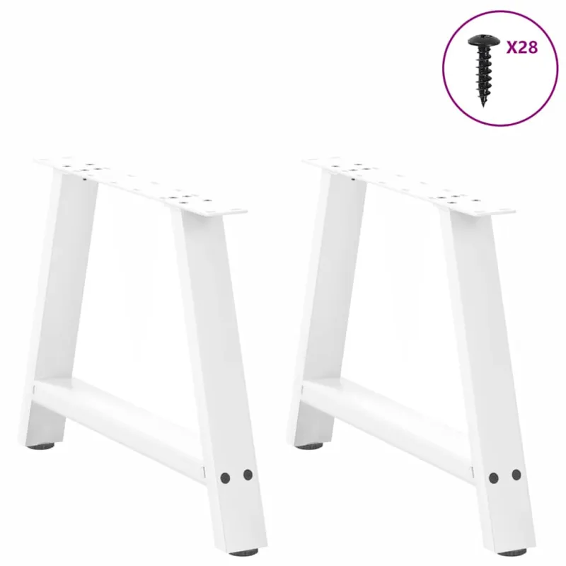 Kavos staliuko kojelės, A formos, 2 vnt., baltos, 60x(42-43) cm, plienas