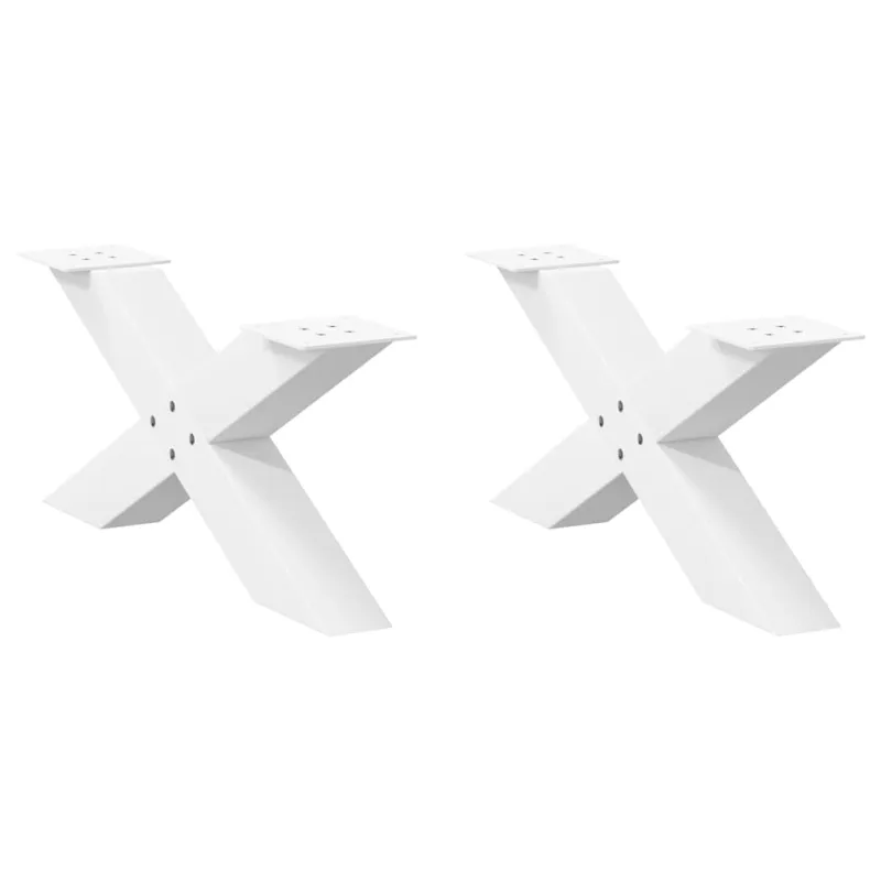 Kavos staliuko kojelės, 2 vnt., baltos, 70x(30-31) cm, plienas, X formos