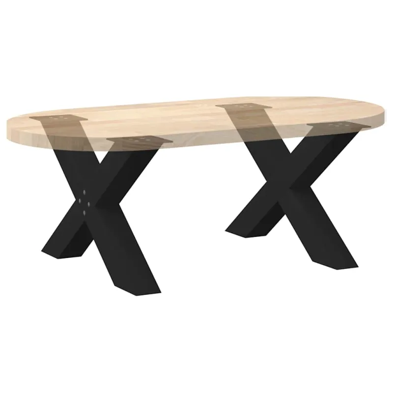 Kavos staliuko kojelės, X formos, 2 vnt., juodos, 70x(42-43) cm, plienas