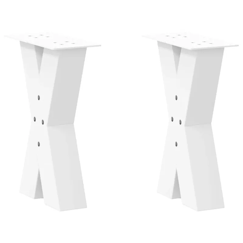 Kavos staliuko kojelės, X formos, 2 vnt., baltos, 38x(42-43) cm, plienas