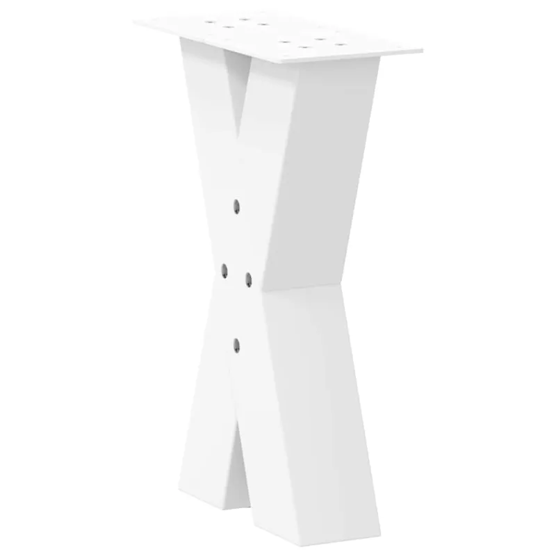 Kavos staliuko kojelės, X formos, 2 vnt., baltos, 38x(42-43) cm, plienas