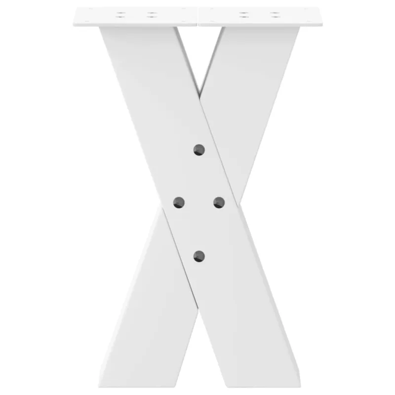 Kavos staliuko kojelės, X formos, 2 vnt., baltos, 38x(42-43) cm, plienas
