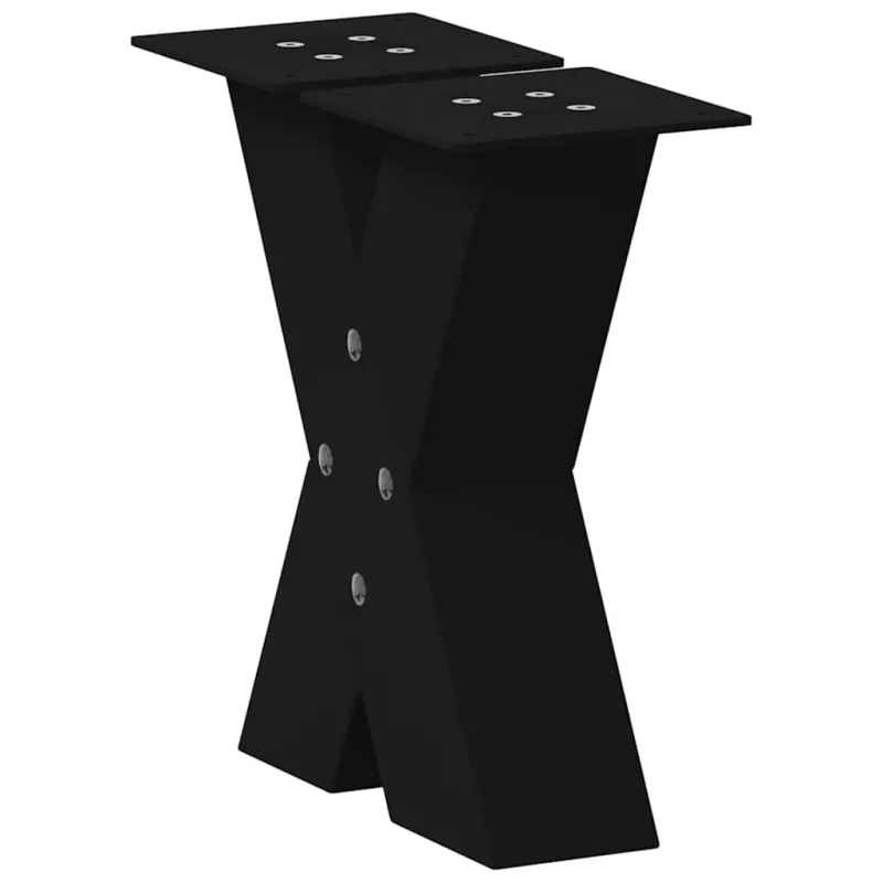 Kavos staliuko kojelės, X formos, 2 vnt., juodos, 40x(30-31) cm, plienas