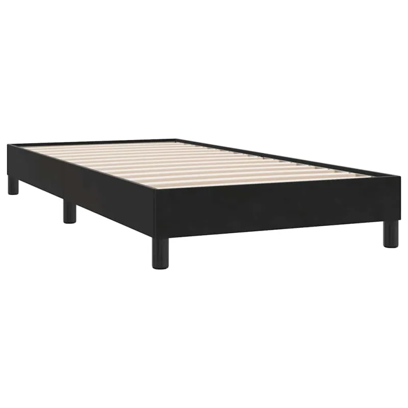 Lova su spyruoklėmis ir čiužiniu, juoda, 90x210 cm, aksomas