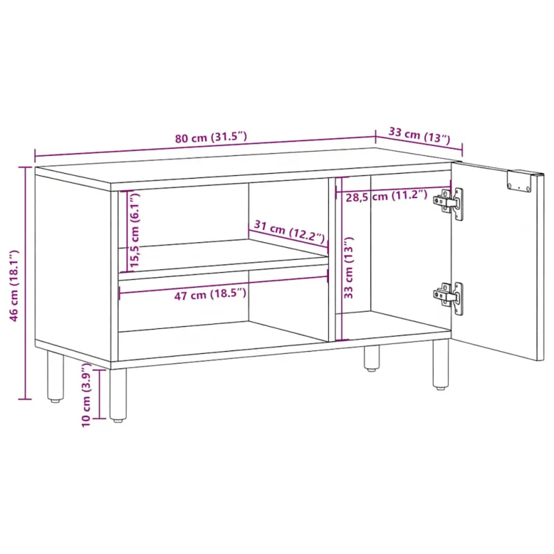 televizoriaus spintelė Juoda 80x33x46 cm Engineered Wood