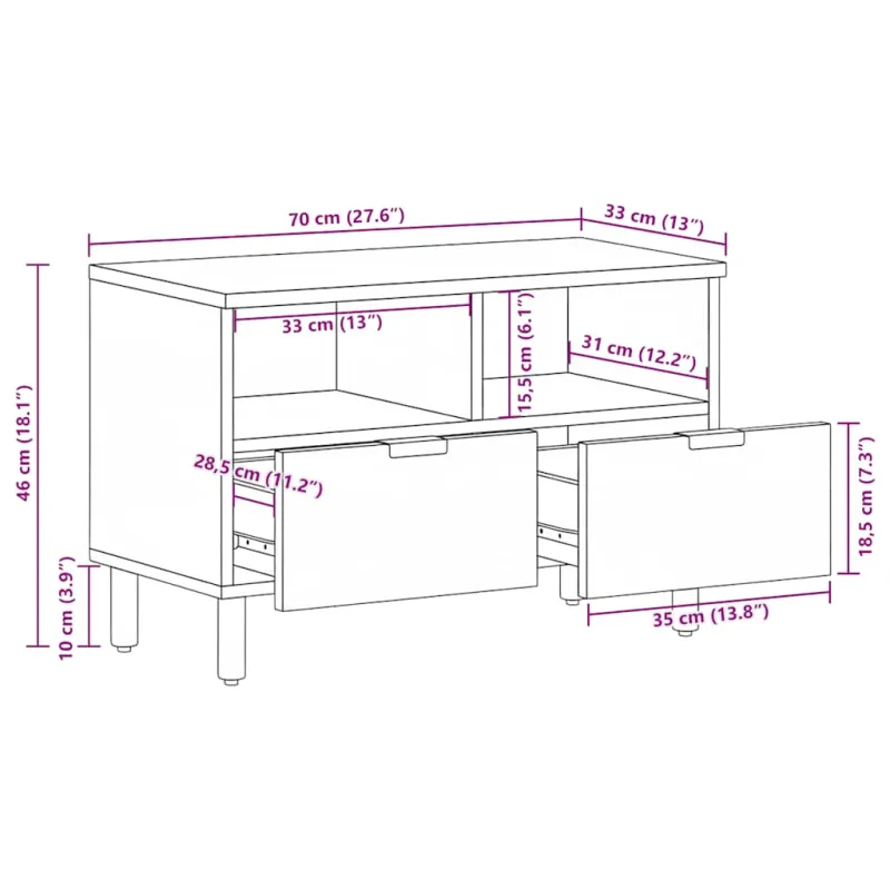 televizoriaus spintelė Juoda 70x33x46 cm Engineered Wood