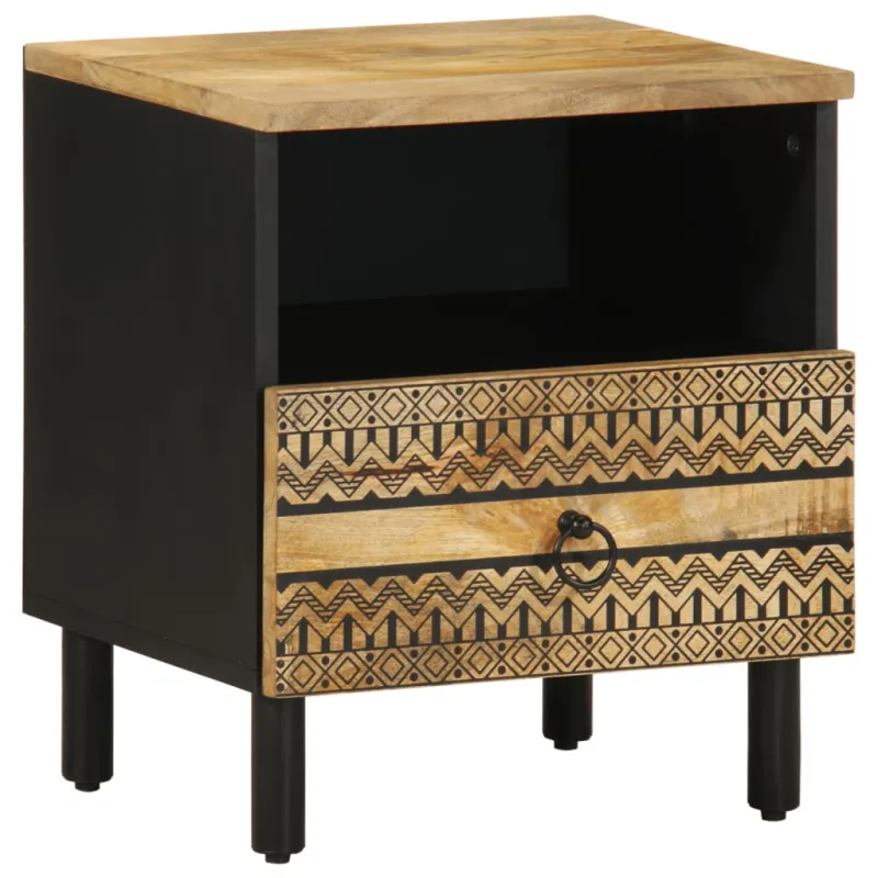 Lovos Spintelė Juoda 40x33x46 cm Masyvus Rough Wood Mango