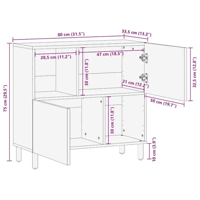 indauja 80x33,5x75 cm Tvirtas neapdorotos medienos mangas