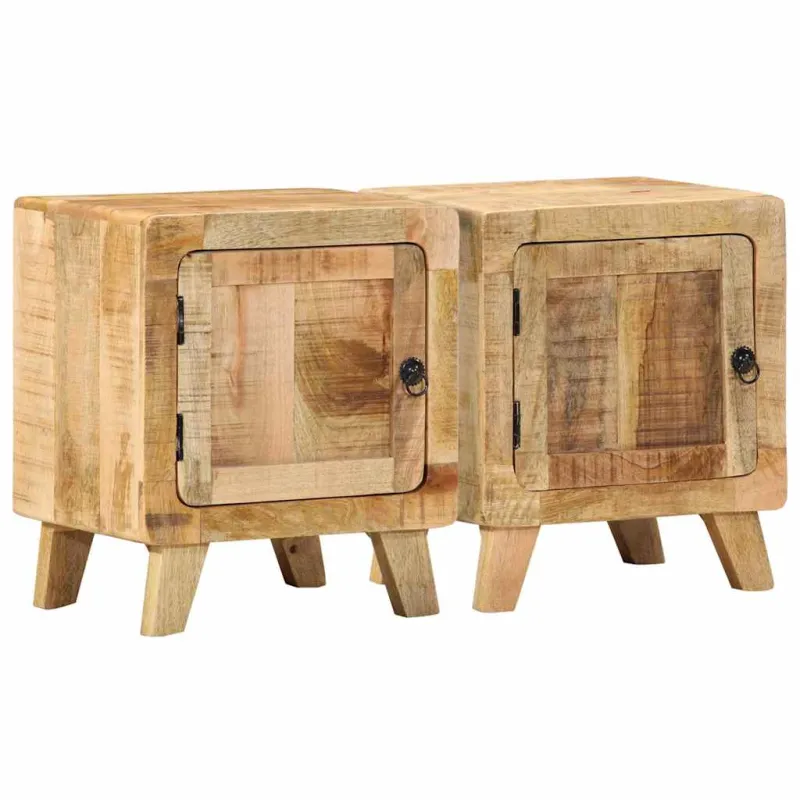 naktinė spintelė 2 vnt 40x32x46 cm medžio masyvo grubus mango