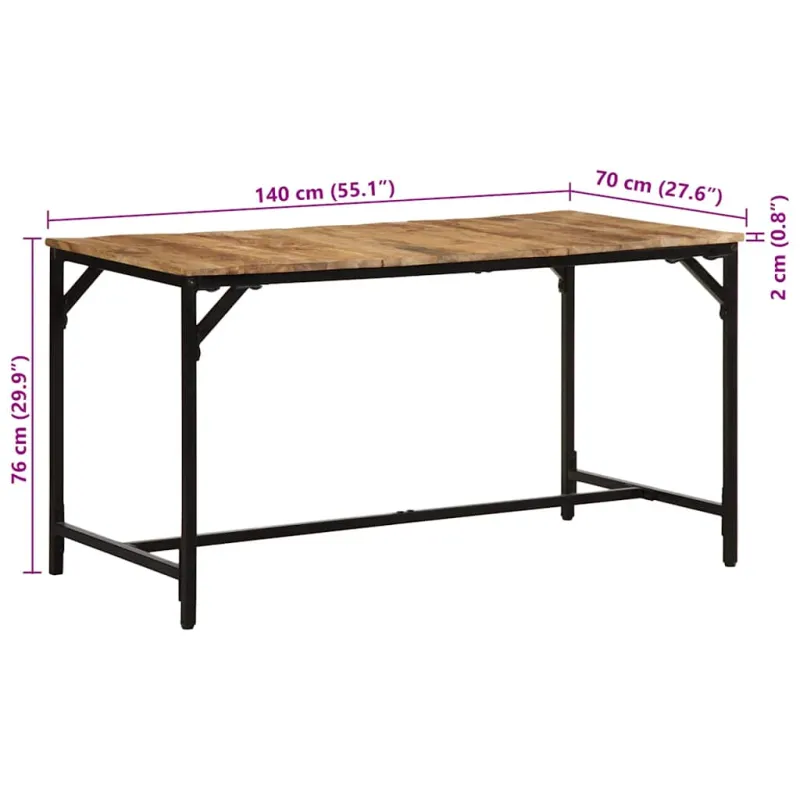 Valgomojo stalas, 140x70x75cm, mango medienos masyvas