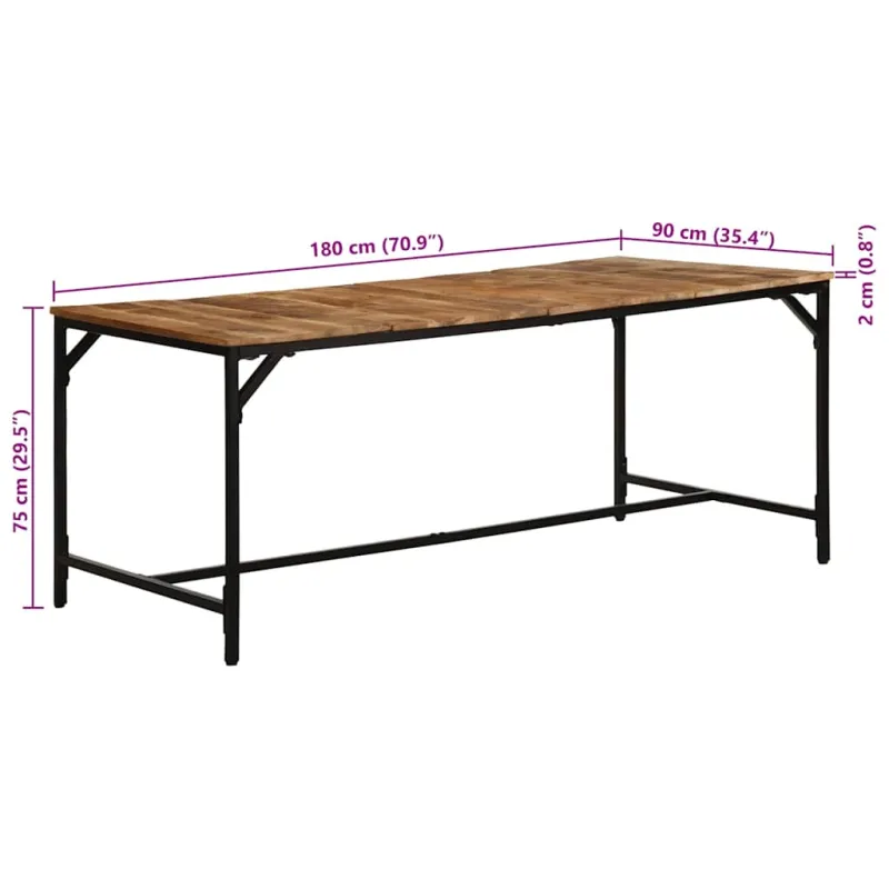 Valgomojo stalas, 180x90x75cm, mango medienos masyvas