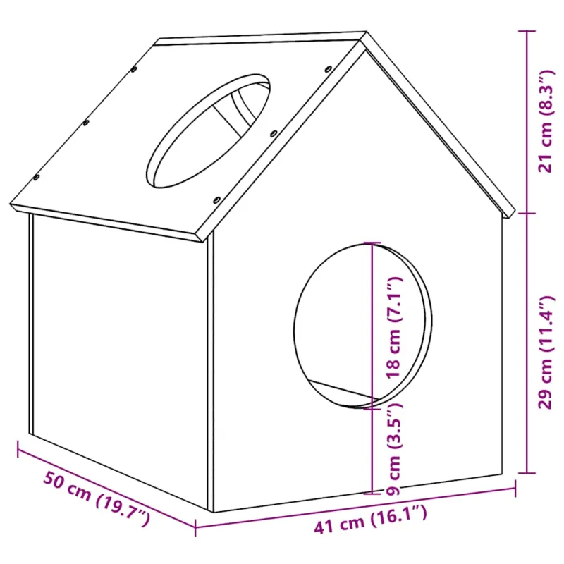 Cat House Wax Ruda 41x50x50 cm Pušies masyvo