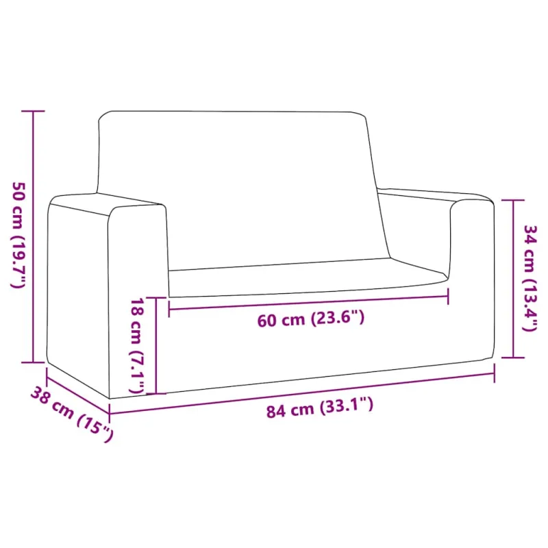 Dvivietė vaikiška sofa, šviesiai pilka, pliušas, su žvaigždėmis