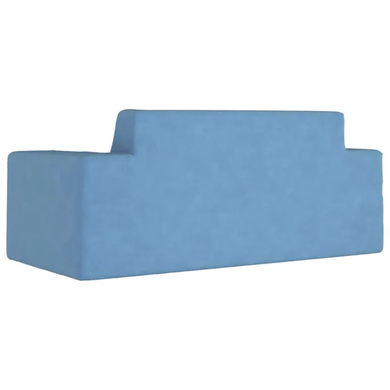 Dvivietė vaikiška sofa, mėlynos spalvos, minkštas pliušas