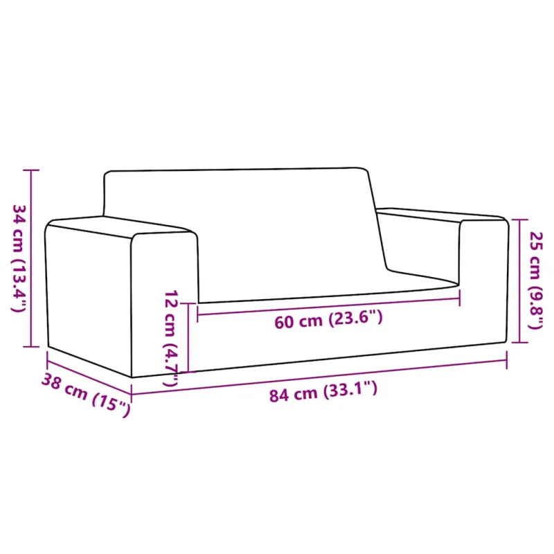 Dvivietė vaikiška sofa, mėlynos spalvos, minkštas pliušas