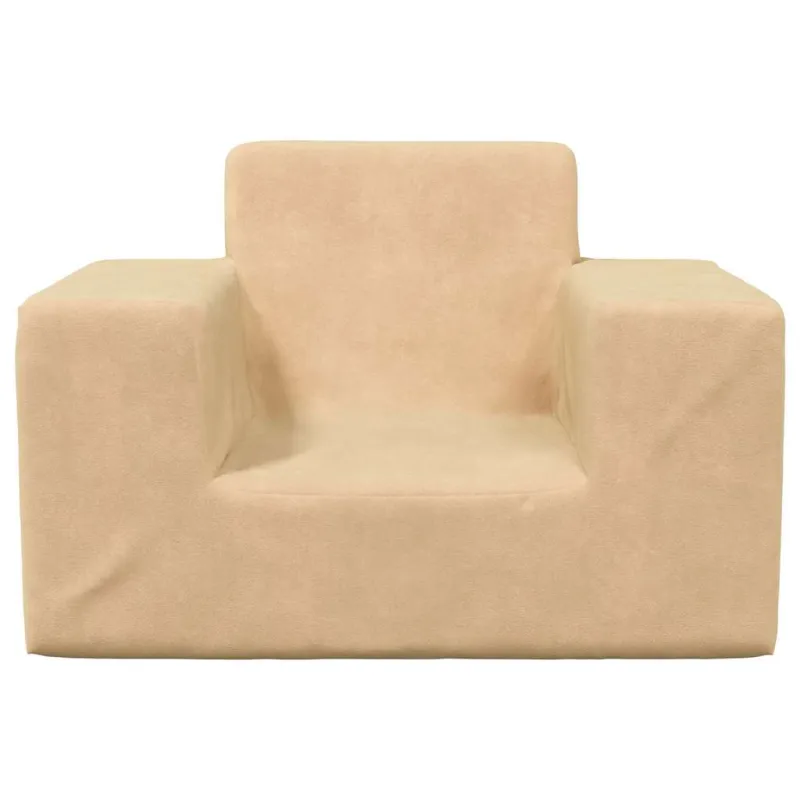 Vaikiška sofa, kreminės spalvos, minkštas pliušas